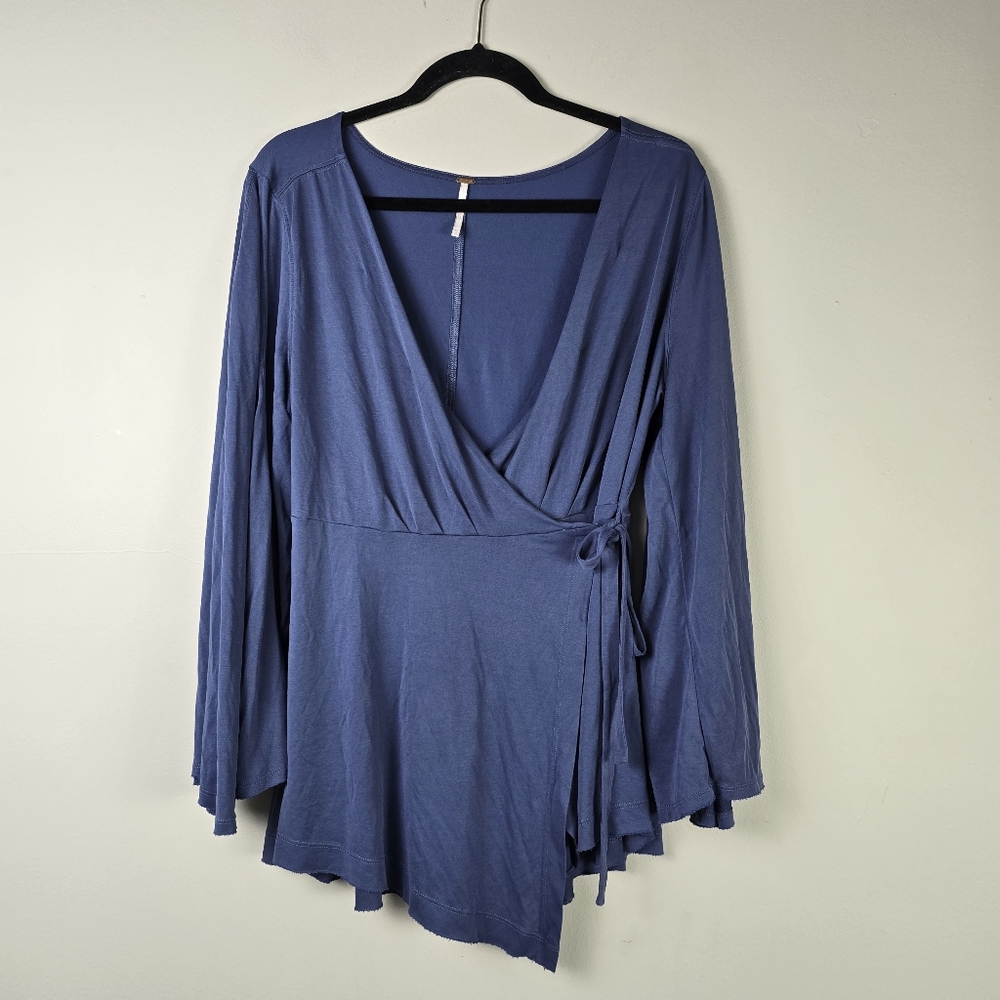 Free People Boho Wrap Shirt With Bell Sleeves Women's Size M